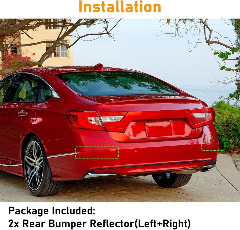 Abodvu Compatible with Honda Accord Rear Bumper Reflector 2018-2024,Left Driver & Right Passenger Side Rear Bumper Red Marker Trims,Back Reflector Light W/O Bulb Replacement for 10th Gen Accord(1Pair) - Image 4